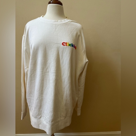David Dobrik Fanjoy Clickbait Sweatshirt White Adult XL Oversized EUC - Picture 2 of 5
